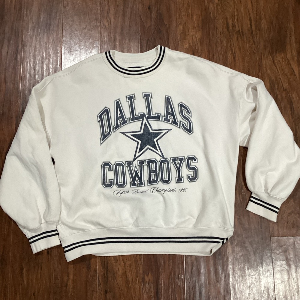 Dallas Cowboys Sweatshirt Mens XS White NFL Football Abercrombie Fitch Oversized